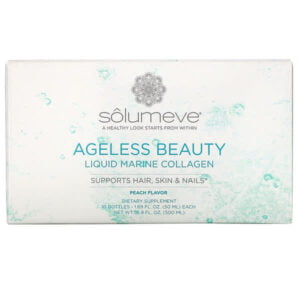 Solumeve, Ageless Beauty, Liquid Marine Collagen with CoQ10 & Botanicals, Hair, Skin & Nail Support, Peach Flavor, 10 Bottles, 1.69 fl oz (50 ml) Each