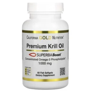 California Gold Nutrition, SUPERBABoost Premium Krill Oil, Omega-3, 1000 mg, 60 Softgels