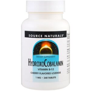 Source Naturals, HydroxoCobalamin, Vitamin B-12, Cherry Flavored Lozenge, 1 mg , 240 Tablets