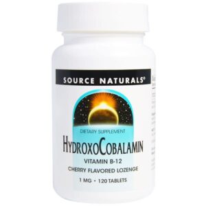 Source Naturals, HydroxoCobalamin, Vitamin B12, Cherry Flavored Lozenge, 1 mg, 120 Tablets
