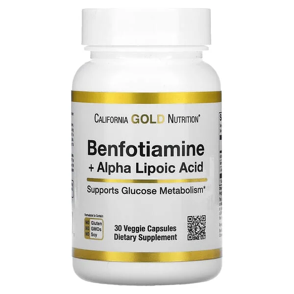 California Gold Nutrition, Benfotiamine + Alpha Lipoic Acid, 30 Veggie Capsules