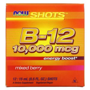 NOW Foods, Shots, B-12, Mixed Berry, 10,000 mcg, 12 Shots, 0.5 fl oz (15 ml) Each