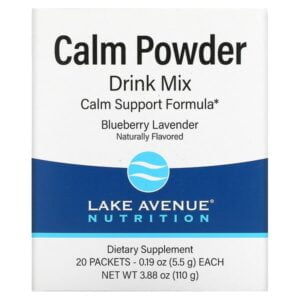 Lake Avenue Nutrition, Calm Powder Drink Mix, Blueberry Lavender, 20 Packets, 0.19 oz (5.5 g) Each