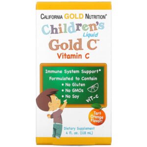 California Gold Nutrition, Children’s Liquid Gold Vitamin C, USP Grade, Tart Orange Flavor, 4 fl oz (118 ml)