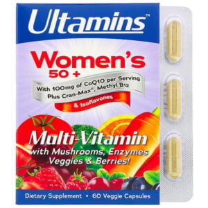 Ultamins, Women’s 50+ Multivitamin with CoQ10, Mushrooms, Enzymes, Veggies & Berries, 60 Veggie Capsules