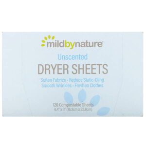 Mild By Nature, Dryer Sheets, Unscented, 120 Compostable Sheets