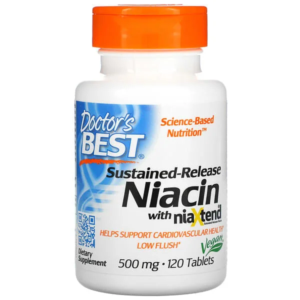 Doctor's Best, Sustained-Release Niacin with niaXtend, 500 mg, 120 Tablets
