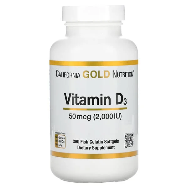 California Gold Nutrition, Vitamin D3, 50 mcg (2,000 IU), 360 Fish Gelatin Softgels