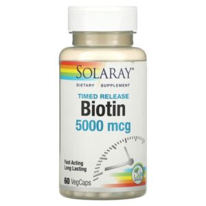 Solaray, Biotin, 5,000 mcg, 60 VegCaps
