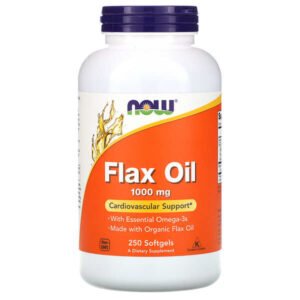 NOW Foods, Flax Oil with Essential Omega-3’s, 1,000 mg, 250 Softgels