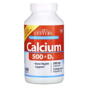 21st Century, Calcium 500 + D3, 5 mcg (200 IU), 400 Tablets