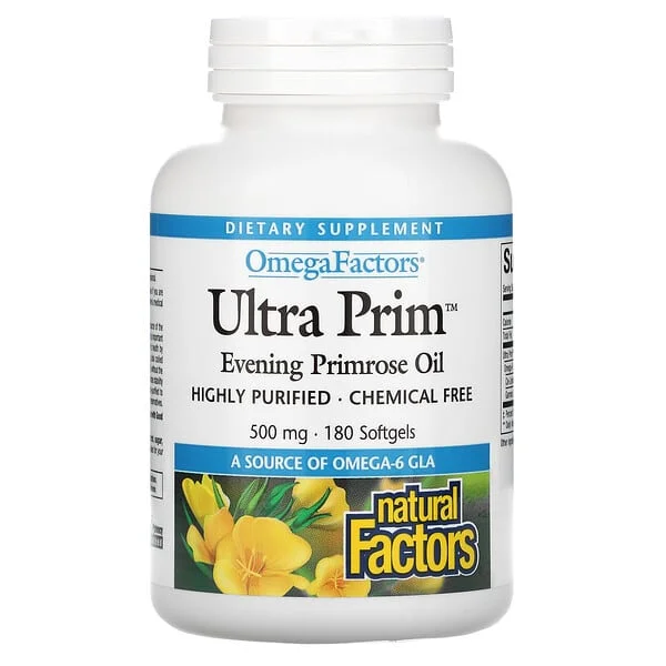 Natural Factors, OmegaFactors, Ultra Prim, Evening Primrose Oil, 500 mg, 180 Softgels