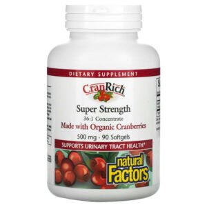 Natural Factors, CranRich, Super Strength, Cranberry Concentrate, 500 mg, 90 Softgels
