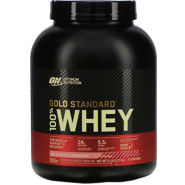 Optimum Nutrition, Gold Standard 100% Whey, Delicious Strawberry, 5 lbs (2.27 kg)