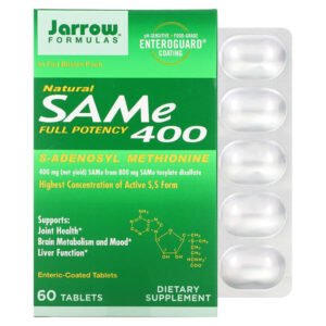 Jarrow Formulas, Natural SAMe 400, Full Potency, 400 mg, 60 Enteric-Coated Tablets