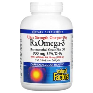 Natural Factors, Ultra Strength Rx Omega-3 with Vitamin D3, 900 mg EPA/DHA, 150 Enteripure Softgels