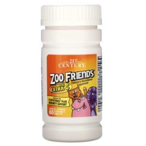 21st Century, Zoo Friends with Extra C, Orange, 60 Chewable Tablets