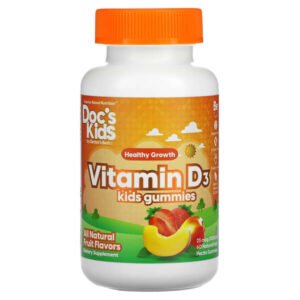 Doctor’s Best, Doc’s Kids, Vitamin D3 Gummies, All Natural Fruit, 25 mcg (1,000 IU), 60 Natural Fruit Pectin Gummies