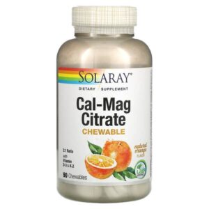 Solaray, Cal-Mag Citrate with Vitamin D3 & K2, Natural Orange, 90 Chewables