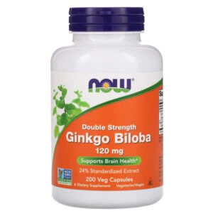 NOW Foods, Ginkgo Biloba, Double Strength, 120 mg, 200 Veg Capsules