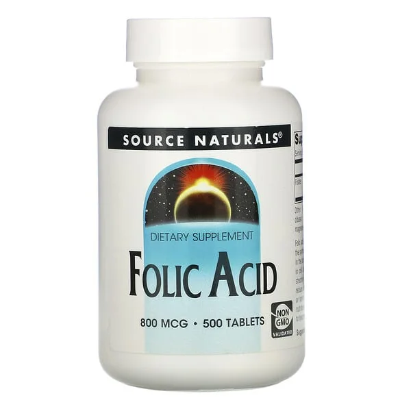 Source Naturals, Folic Acid, 800 mcg, 500 Tablets