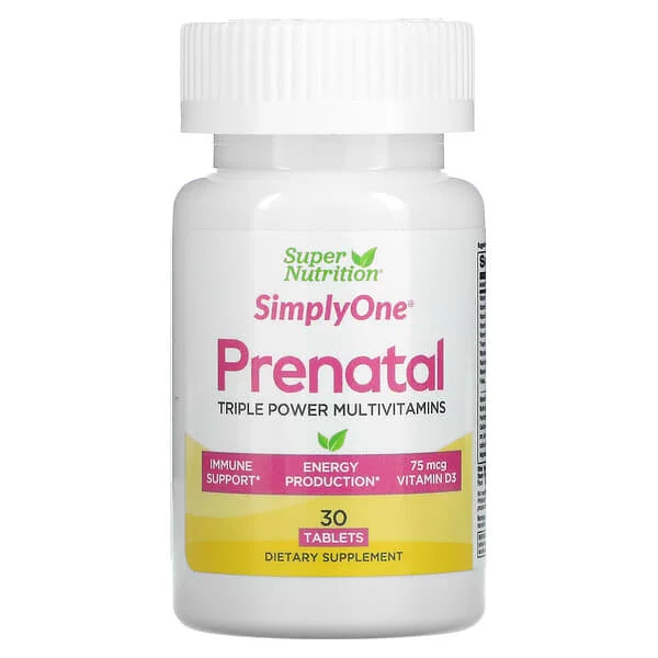 Super Nutrition, SimplyOne, PreNatal, Triple Power Multivitamins, 30 Tablets