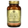 Solgar, Biotin, 5,000 mcg, 50 Vegetable Capsules