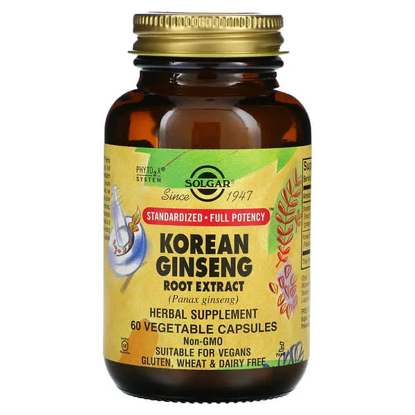 Solgar, Korean Ginseng Root Extract, 60 Vegetable Capsules