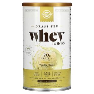 Solgar, Grass Fed Whey To Go, Protein Powder, Vanilla, 11.9 oz (338 g)