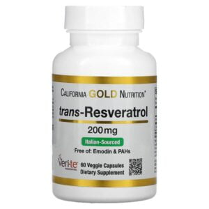 California Gold Nutrition, Trans-Resveratrol, Italian Sourced, 200 mg, 60 Veggie Capsules