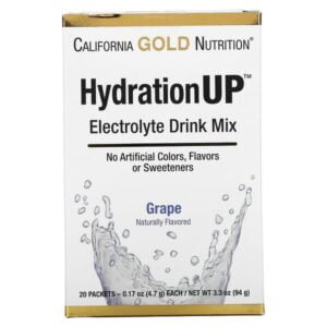 California Gold Nutrition, HydrationUP, Electrolyte Drink Mix, Grape, 20 Packets, 0.17 oz (4.7 g) Each