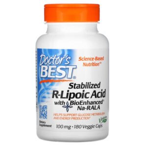 Doctor’s Best, Stabilized R-Lipoic Acid with BioEnhanced Na-RALA, 100 mg, 180 Veggie Caps