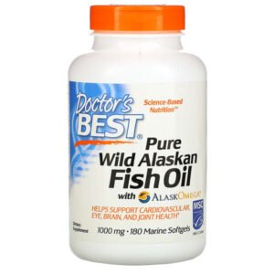Doctor’s Best, Pure Wild Alaskan Fish Oil with AlaskOmega, 1,000 mg, 180 Marine Softgels