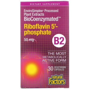Natural Factors, BioCoenzymated, B2, Riboflavin 5′-Phosphate , 50 mg, 30 Vegetarian Capsules