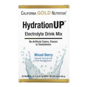 California Gold Nutrition, HydrationUP, Electrolyte Drink Mix, Mixed Berry, 20 Packets, 0.17 oz (4.7 g) Each