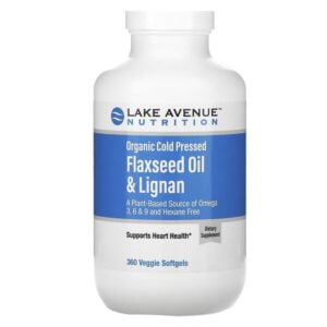 Lake Avenue Nutrition, Organic Cold Pressed Flaxseed Oil & Lignan, Hexane Free, 360 Veggie Softgels