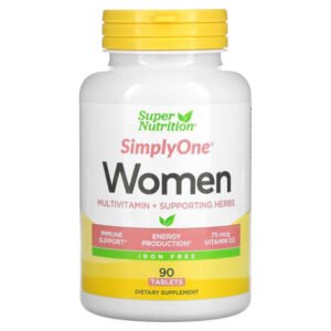 Super Nutrition, SimplyOne, Womens Multivitamin + Supporting Herbs, Iron-Free, 90 Tablets