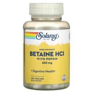 Solaray, High Potency Betaine HCL with Pepsin, 650 mg, 100 VegCaps