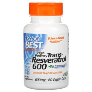 Doctor’s Best, High Potency Trans-Resveratrol 600, 600 mg, 60 Veggie Caps