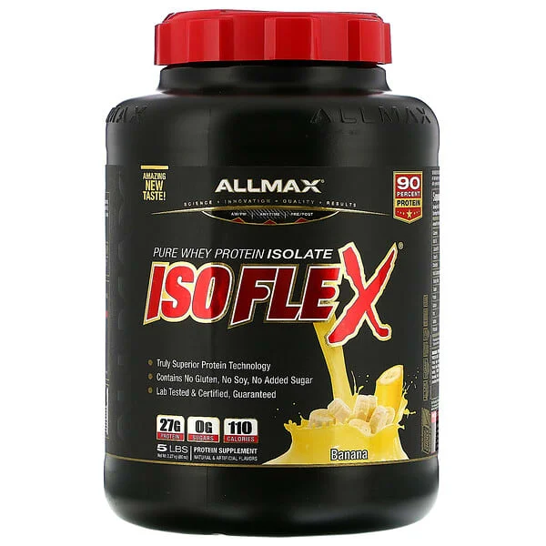 ALLMAX Nutrition, Isoflex, Pure Whey Protein Isolate (WPI Ion-Charged Particle Filtration), Banana, 5 lbs (2.27 kg)