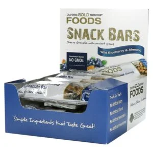 California Gold Nutrition, FOODS, Wild Blueberry & Almond Chewy Granola Bars, 12 Bars, 1.4 oz (40 g) Each