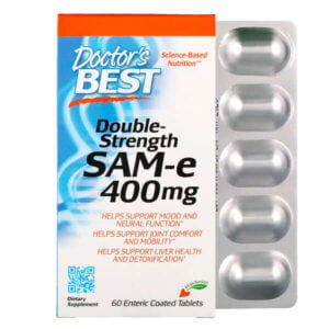 Doctor’s Best, SAM-e, Double-Strength, 400 mg, 60 Enteric Coated Tablets