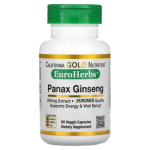 California Gold Nutrition, Panax Ginseng Extract, EuroHerbs, European Quality, 250 mg, 60 Veggie Capsules
