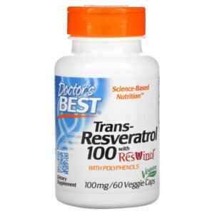 Doctor’s Best, Trans-Resveratrol 100 with ResVinol, 100 mg, 60 Veggie Caps