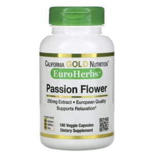 California Gold Nutrition, Passion Flower, EuroHerbs, 250 mg, 180 Veggie Capsules