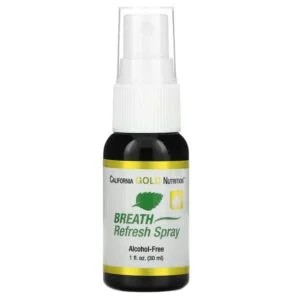 California Gold Nutrition, Breath Refresh Spray, Alcohol-Free, Natural Peppermint and Cinnamon Flavor, 1 fl oz (30 ml)