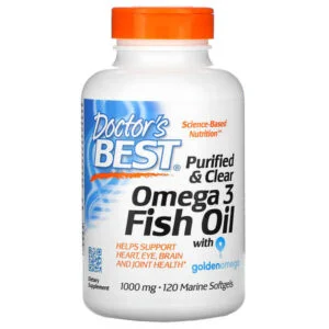Doctor’s Best, Purified & Clear Omega 3 Fish Oil with Goldenomega, 1,000 mg, 120 Marine Softgels