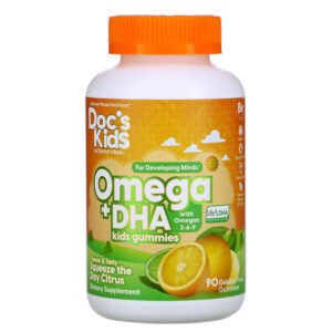 Doctor’s Best, Doc’s Kids, Omega + DHA Kids Gummies, Citrus, 90 Gelatin-Free Gummies