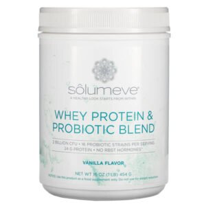 Solumeve, Whey Protein & Probiotic Blend, Vanilla Flavor, 1 lb (454 g)