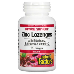 Natural Factors, Zinc Lonzenges, With Elderberry, Echinacea & Vitamin C, Cherry, 60 Lozenges